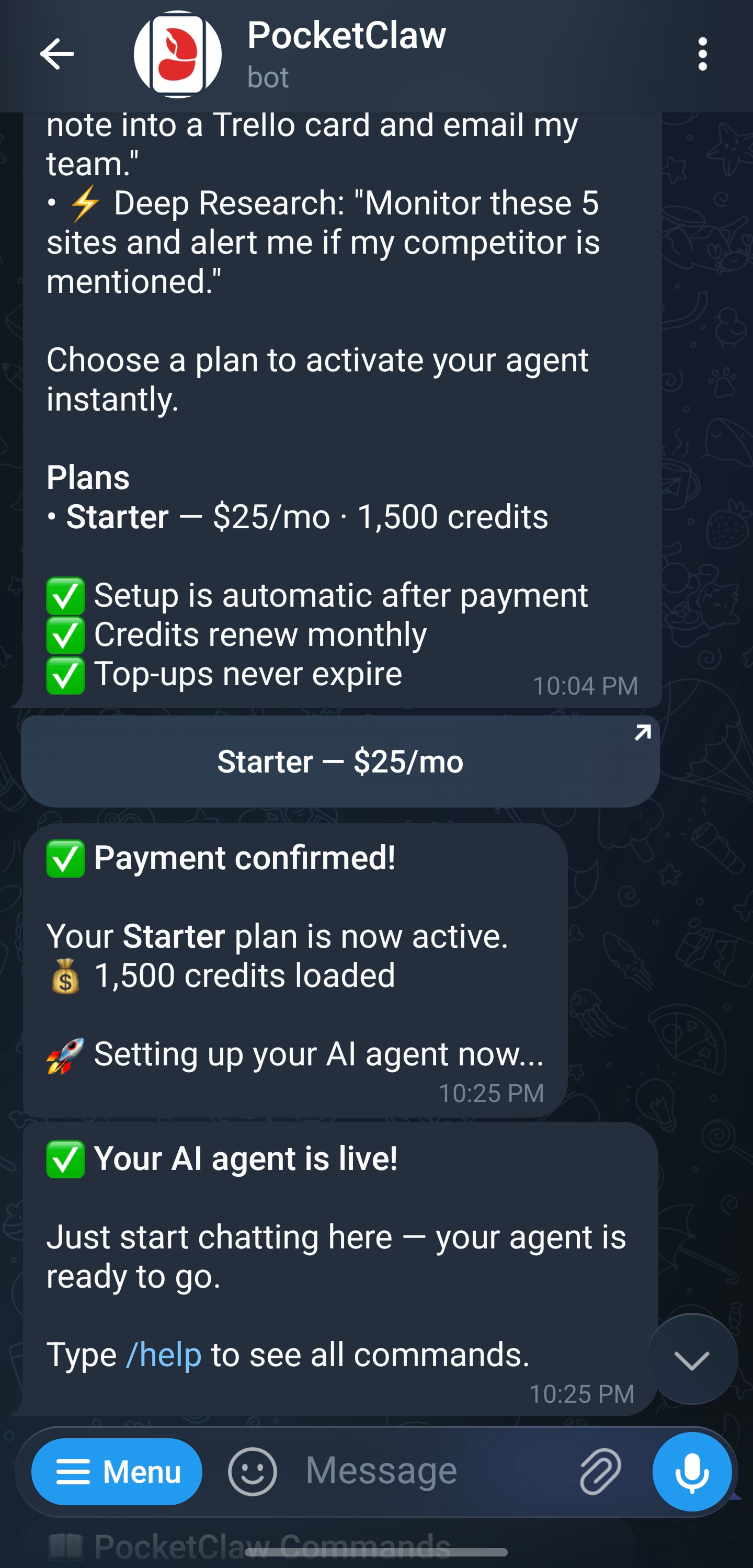 Managed mode payment confirmation and provisioning