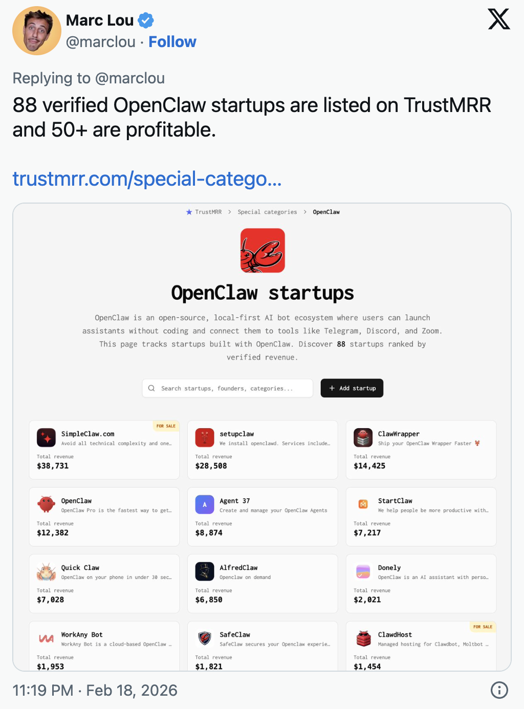X post showing demand for OpenClaw wrappers